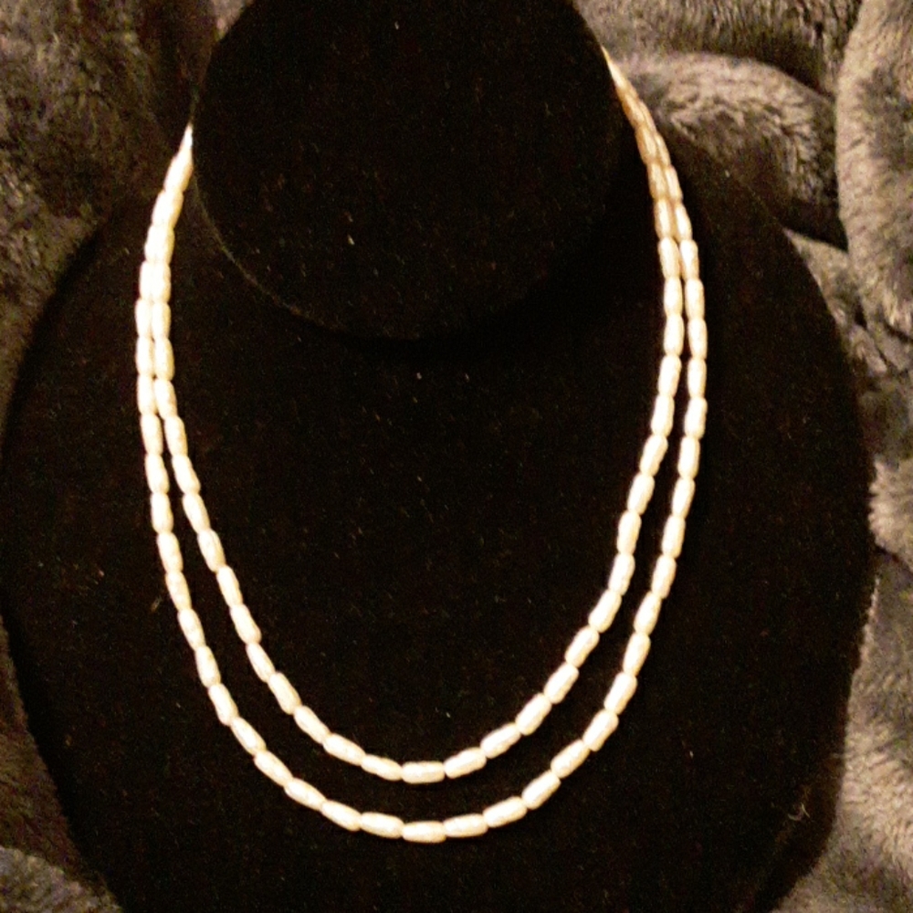 Dual Strand Faux Pearl Necklace